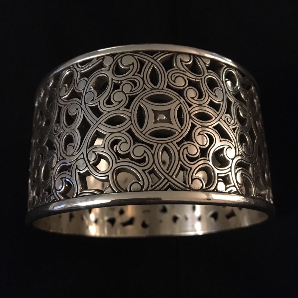 Stainless Steel Filigree Wide Cuff Bracelet